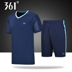 361度运动套装男装夏季健身跑步运动服361短袖短裤两件套R 礼服蓝 S