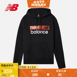 New Balance NB官方2020新款男款MT03902卫衣简约logo印花卫衣连帽休闲卫衣 BK MT03902 M