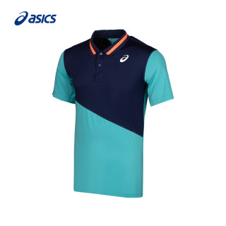 asics亚瑟士t恤男子网球运动polo衫翻领短袖撞色上衣2041a086415