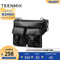 Teenmix/天美意2020冬新款商场同款双口袋帅气马鞍斜挎包AA240DX0