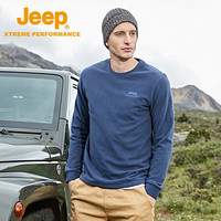 Jeep抓绒衣男 户外透气保暖男式抓绒衣运动休闲柔软圆领套头衫 4291 藏蓝 M(170)
