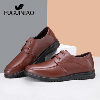 富贵鸟（FUGUINIAO）男鞋商务休闲皮鞋男士简约舒适中老年爸爸鞋 FG01040107 棕色 44