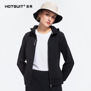 HOTSUIT 后秀 黑标系列 连帽卫衣女 2020秋季新款舒适保暖运动开衫外套女 矿物黑 L