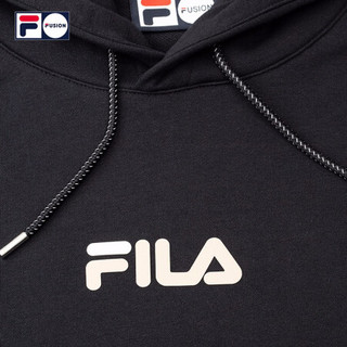 FILA FUSION 斐乐 男子连帽卫衣 2020秋季新款街头运动休闲男装 深黑-BK 190/108A/XXXL