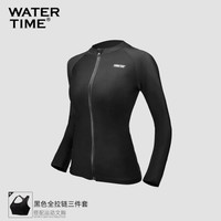 Watertime蛙咚 女游泳衣水母衣潜水浮潜服 显瘦遮肚保守运动冬泳衣分体长袖上衣冲浪服防晒 黑色上衣 M