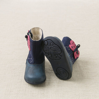 davebella戴维贝拉冬季新品女童加绒保暖靴子 儿童女宝宝棉靴 藏青色 145（鞋内长14.3cm）