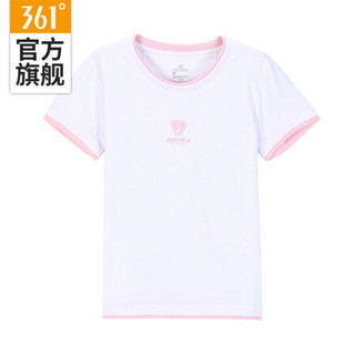 361度短袖T恤女2020年夏季新款舒适休闲圆领套头薄款运动短袖上衣 本白 3XL