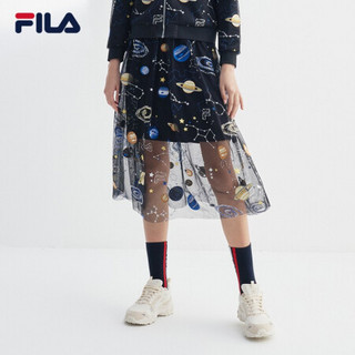 FILA 斐乐官方女子半身裙2020秋季新款时尚淑女绣花优雅休闲裙装 满绣-BK 170/70A/L