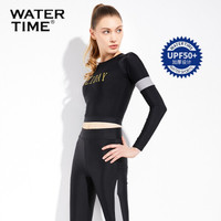 WATERTIME/蛙咚 潜水服女分体泳衣套装防晒保暖长袖浮潜服速干冲浪水母衣温泉 黑色 M