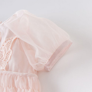 davebella戴维贝拉夏装新款女童连衣裙儿童裙子宝宝女短袖公主裙 浅粉色 130cm（(建议身高120-130cm）