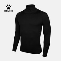 KELME卡尔美运动紧身衣男 弹力加绒厚款高领保暖健身服K15Z732 3881109黑色 M/170