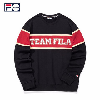 FILA FUSION 斐乐 男子套头卫衣 2020秋季新款潮流撞色印花男装 深黑-BK 165/88A/S