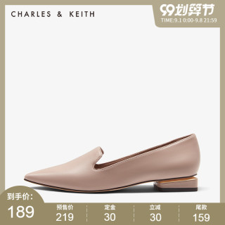 商品charleskeith女士纯色尖头低跟单鞋ck170900177灰褐色37