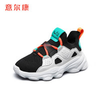 YEARCON 意尔康 童鞋2020年秋季网面运动鞋韩版一脚蹬男童休闲鞋儿童鞋子ECZ0158110 黑色 34