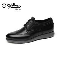金利来（goldlion）男鞋商务正装休闲皮鞋男舒适透气时尚英伦系带男皮鞋111930367AJA-黑色-40码