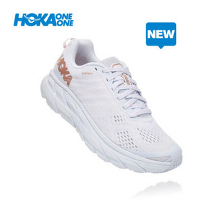 HOKA ONE ONE女克利夫顿6缓冲公路跑步鞋Clifton6透气轻便 白色 /玫瑰金 US 6.5 /235mm