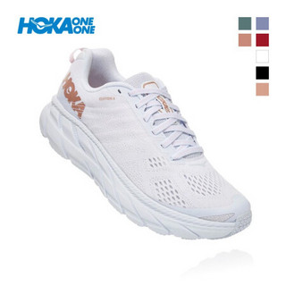 HOKA ONE ONE女克利夫顿6缓冲公路跑步鞋Clifton6透气轻便 白色 /玫瑰金 US 6.5 /235mm