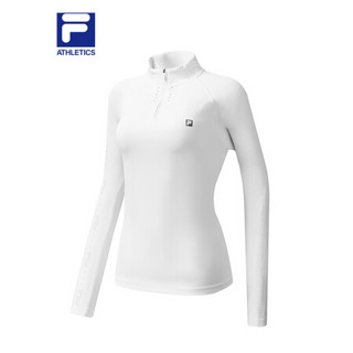 FILA ATHLETICS 斐乐 女士长袖T恤2020冬季新款休闲弹性运动上衣 玉石白-WT 165/84A/M