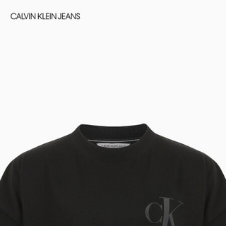 CK JEANS 2020秋冬新款 女装纯棉刺绣LOGO短袖T恤 J215086 BEH-黑色 XL