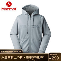 Marmot/土拨鼠20春夏新款户外运动保暖舒适男士带帽开衫卫衣夹克 灰色1356 M 欧码偏大