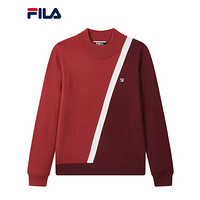 FILA 斐乐官方 女子编织衫 高圆圆同款2020保暖含羊毛女子圆领长袖套头毛衣 红-WI 160/80A/S