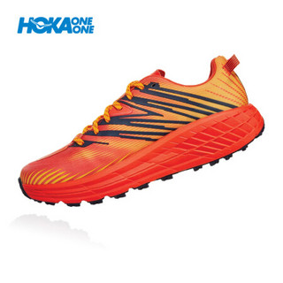 HOKA ONE ONE男飞速羚羊4越野跑步鞋防水减震支撑 中国红 / 金色 US 10.5 /285mm