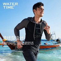 WATERTIME/蛙咚 潜水服男长袖带帽保暖防寒速干防晒游泳衣上衣水母衣冲浪服 黑灰色上衣 M