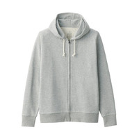 無印良品 MUJI 無印良品  男式 粗细不均棉纱毛圈 拉链连帽衫 卫衣 灰色 M