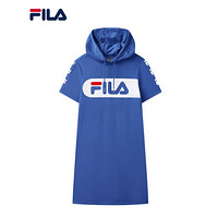 FILA（斐乐）官方女子连衣裙2020秋季新款时尚运动针织连帽连衣裙女裙 耀目蓝-RB 160/80A/S