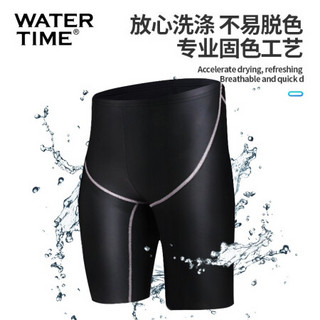 WATERTIME泳裤男五分速干专业防尴尬游泳裤宽松温泉男士泳衣装备 黑色 XL