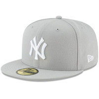 MLB男女棒球帽New York Yankees平檐灰色遮阳帽运动帽3080542 Gray 6 7/8(适合头围54.9cm)