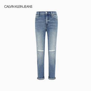 CK JEANS 2020秋冬新款 女装中腰男友版破洞牛仔裤CKJ061 J214053 1A4-蓝色 26