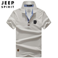 吉普JEEP POLO衫男短袖2020年秋季夏中青年男士翻领T恤上衣男装 XYL26891 白色 2XL