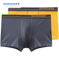 SCHIESSER 舒雅 2条装SCHIESSER/舒雅S2系列男士舒美棉中腰平角内裤男E5/2063T 金黄+灰蓝7391 L