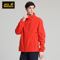 JackWolfskin狼爪官方软壳衣男秋冬新品户外运动舒适保暖内里抓绒休闲夹克外套1305801 1305801-2066/熔岩红 S 175/96A
