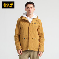 JackWolfskin狼爪官方软壳衣男20秋冬新款户外运动防风防泼水软壳连帽夹克外套5320131 5320131-5205/琥珀金 L 180/108A
