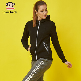 大嘴猴（PAUL FRANK） 2018新品女式休闲带帽运动拉链外套潮 黑色 M