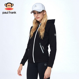 大嘴猴（PAUL FRANK） 2018新品女式休闲带帽运动拉链外套潮 黑色 M