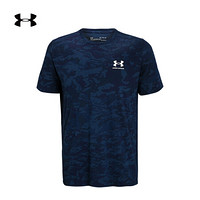 安德玛官方UA All-Over Logo男子运动短袖T恤Under Armour1357727 深蓝色408 M