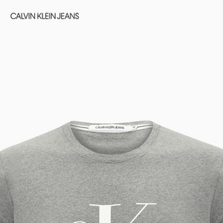 CK JEANS 2020秋冬 男装纯棉刺绣LOGO圆领短袖T恤 J312206 P2D-灰色 S