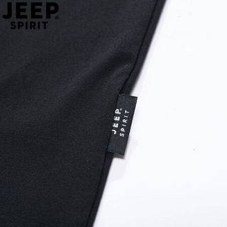 吉普 JEEP 男士2020秋季长袖T恤薄款圆领弹性修身青年体恤衫时尚休闲上衣 LS05006 黑色 XL