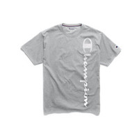 Champion冠军男T恤纯色垂直徽标圆领短袖套头衫MSCRPH Oxford Grey Heather L