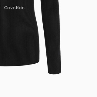 CK JEANS 2020秋冬款 女装高领撞色LOGO保暖针织衫 J214821 BEH-黑色 L