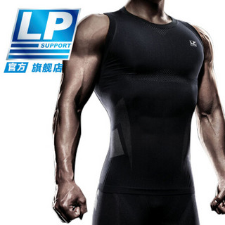 LP 压缩衣男款透气排汗背部加压型紧身健身运动背心232Z 黑色 XL