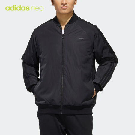 adidas NEO M CS REV JKT 男士运动棉服 FU1030 黑色/遗迹绿 L