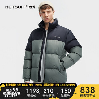 HOTSUIT 后秀 黑标系列 羽绒服男 2020冬季新款防风防寒保暖时尚拼色休闲运动外套男 蓖麻灰 L