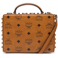 MCM 女士Berlin Series系列棕色PVC金色铆钉手拎包单肩包 MWR5ABN01CO001 COGNAC