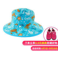 澳洲BanZ 儿童婴幼儿双面沙滩防晒太阳帽 0-5岁 夏季出游轻薄宽帽檐遮脸防紫外线遮阳帽 蓝色海洋 2-5岁 头围:49-56cm