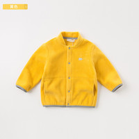 davebella戴维贝拉秋季新品男女童摇粒绒外套 宝宝棒球服夹克 黄色 90cm(3Y(建议身高85-95cm))