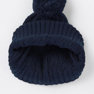 无印良品 MUJI 儿童 新疆綿 缆绳图案帽 海军蓝 婴儿 50-52cm